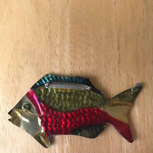 Fish Pin Brooch Handmade Whimsical  Vintage Beach - Picture 6 of 8